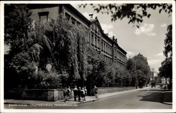 Postcard Zweibrücken in der Pfalz, Oberrealschule, Hohenfelsstraße