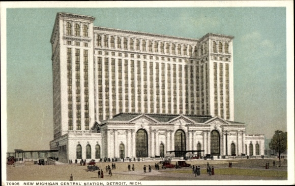 Postcard Detroit Michigan USA, New Michigan Central Station