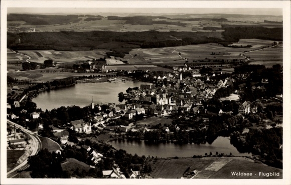 Postcard Bad Waldsee in Upper Swabia Württemberg, aerial photograph