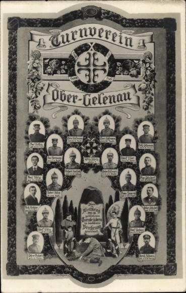 PC Ober-Gelenau in the Ore Mountains, gymnastics club, portraits, memorial to the fallen