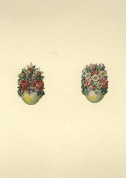 2 wafer flower bouquets in eggshells, each approx. 7 x 4 cm