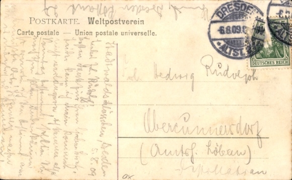 Postcard Dresden Plauen, view from the Halbkreisstraße