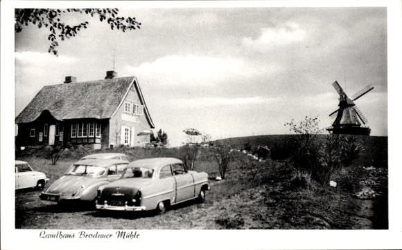 Ak Ostseebad Grömitz in Holstein, Landhaus Brodauer Mühle, Windmühle