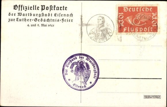 Passepartout lithograph Postcard Eisenach, Luther on the Wartburg, celebration 1921
