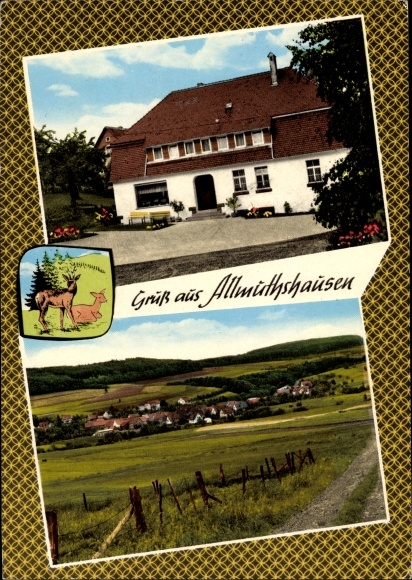 Ak Allmuthshausen Homberg Efze, Gesamtansicht, Pension Dilcher