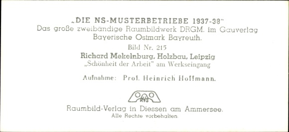Stereo spatial image photo &quot;The NS model companies 1937-38&quot; No. 215, Richard Mekelnburg Holzbau, Leipzig
