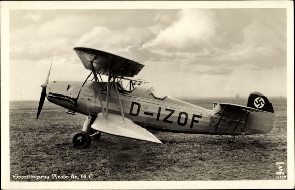 Postcard sports plane Arado Ar 66 C, D-IZOF
