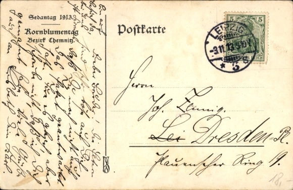 Artist Postcard Klose Greger, Chemnitz in Saxony, Cornflower Day, veterans, musical children