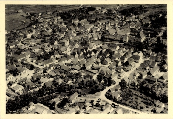 Postcard Babenhausen Swabia, aerial photograph