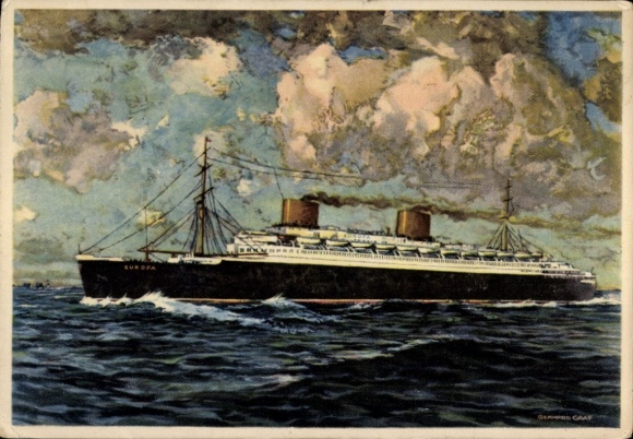 Artist Postcard Graf, G., Steamer Europa, North German Lloyd Bremen