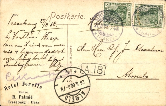 Postcard Treseburg Thale in the Harz, Hotel Weißer Hirsch, Bodetal, Panorama