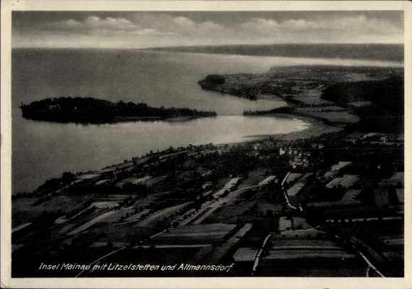 Ak Insel Mainau im Bodensee, Luftaufnahme der Insel  Litzelstetten, Altmannsdorf