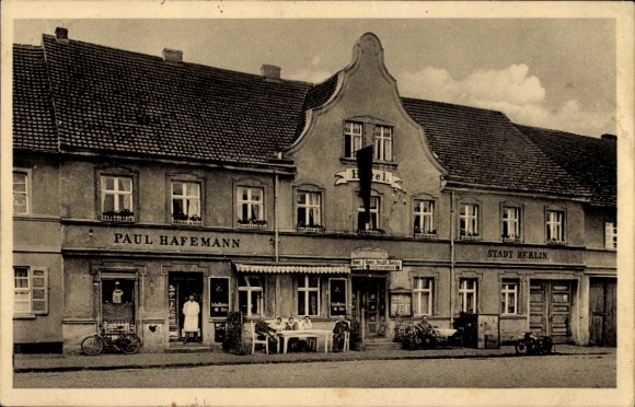 Postcard Liebenwalde in Brandenburg, Hotel and Restaurant City of Berlin, Shop Paul Hafemann