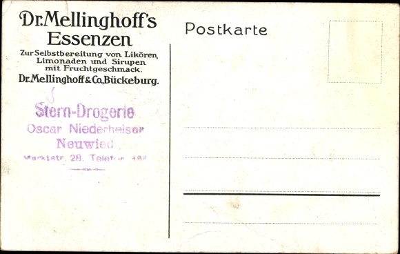 PC Bückeburg farmers in traditional costume, advertising Dr. Mellinghoff's liqueur and lemonade essences