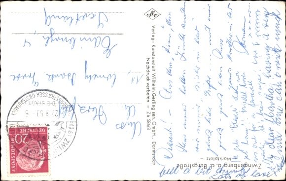 Postcard Zwingenberg on the Bergstraße in Hesse, market square