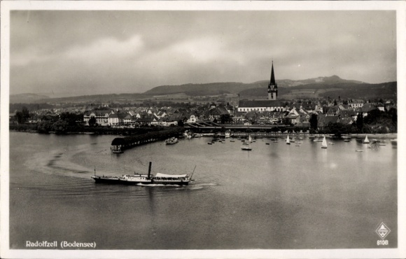 Postcard Radolfzell am Bodensee, aerial photograph