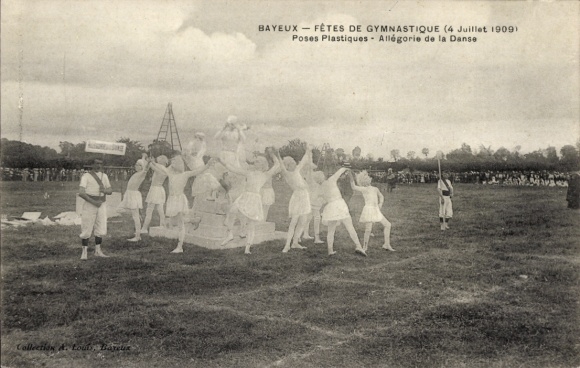 CPA Bayeux Calvados, Fetes de Gymnastique, 1909, Poses Plastiques, Allégorie de la Danse