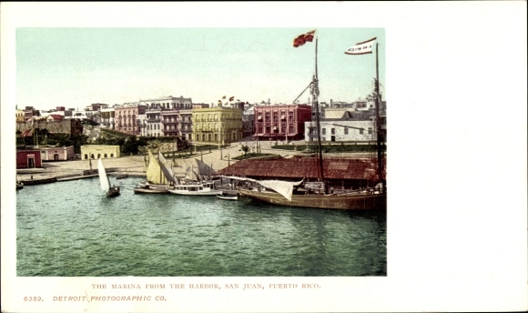 Postcard San Juan Puerto Rico, The Marina from the Port