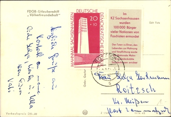 Ak FDGB vakantieschip MS Friendship of Nations