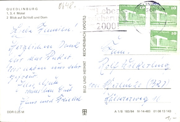 Postcard Quedlinburg in the Harz, castle and cathedral, motel, exterior view and interior views