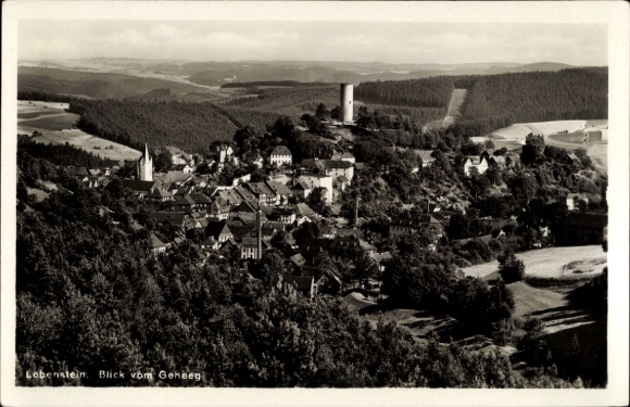 Ak Bad Lobenstein in Thüringen, Stadtpanorama vom Geheeg, Türme