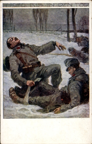 Artist Postcard Heroes of the Red Cross, loyal until death, Franz Meissner falls, I WK