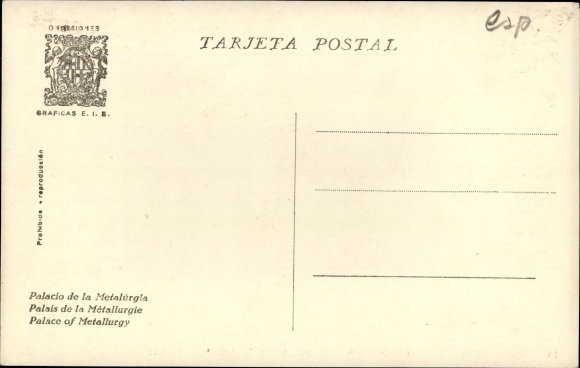 Postcard Barcelona Katalonien Spanien, International Exhibition 1929, Palace of Metallurgy