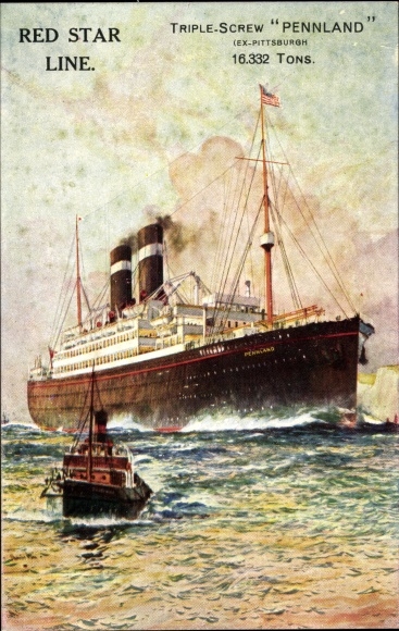 Artist Postcard Steamer Pennland, Red Star Line