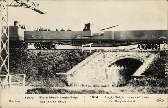CPA Train blindé Anglo-Belge sur la côte Belge, 1914, I WK
