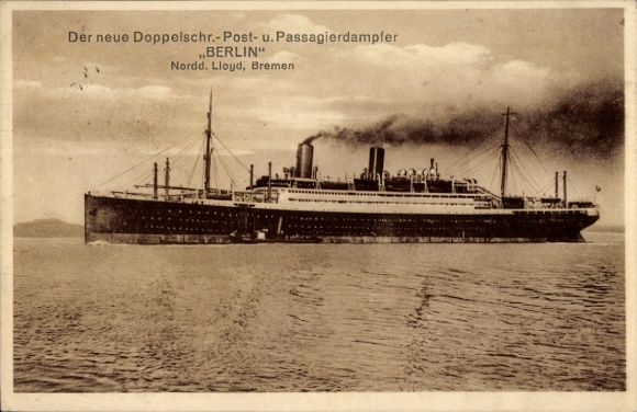 Postcard Dampfer Berlin, Norddeutscher Lloyd Bremen, passenger steamer