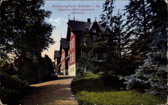 Postcard Grünhain Beierfeld in the Ore Mountains, convalescent home, general local health insurance Chemnitz