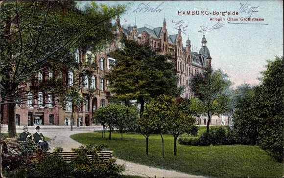 Ansichtkaart Hamburg Borgfelde, parkeerplaatsen in Claus Grothstraße, panorama