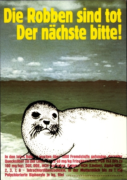 Künstler Ak Staeck, Klaus, Die Robben sind tot, Der nächste bitte, Satire