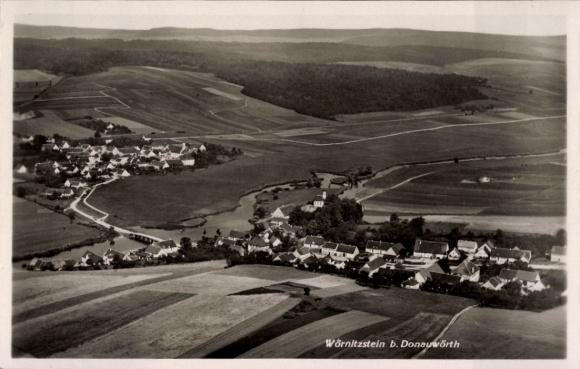 Postcard Wörnitzstein Donauwörth in Swabia Bavaria, aerial photograph