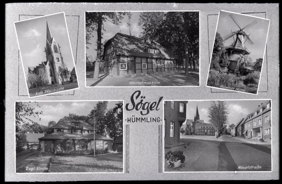 7 Glas Negative Sögel im Emsland, Park, Jagdschloss, Kirche