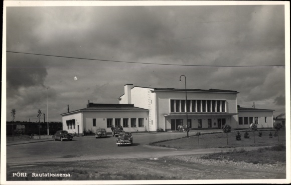 Photo Postcard Pori Björneborg Finland, Railway Station