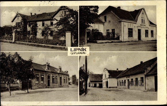 Postcard Lipník Vlkava Central Bohemia, town views