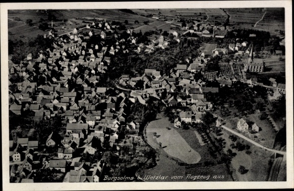 Postcard Burgsolms Solms in Hesse, aerial photograph