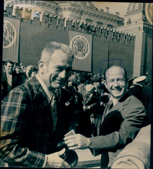 Photo Moscow, Red Square, May Day celebrations, 1975, astronaut D. Slayton, cosmonaut A. Leonov