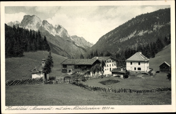 Postcard Ramsau in the Berchtesgadener Land Upper Bavaria, Hirschbühel, Hirschbichl Pass, Mühlsturzhorn
