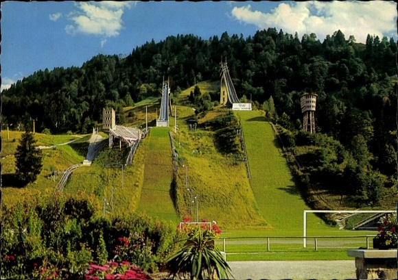 Postcard Garmisch Partenkirchen in Upper Bavaria, Olympic Ski Stadium, Small Ski Jump