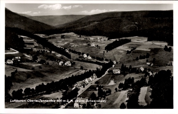 Ak Obertal Baiersbronn im Schwarzwald, Luftkurort  Blick ins Tal, Schwarzwald, schwarz-weiß