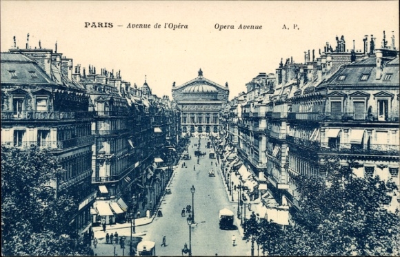 Postcard Paris IX Opéra, Avenue de l'Opéra, Opera House, Street View,