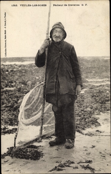 Ak Veules les Roses Seine-Maritime, Pecheur de Crevettes