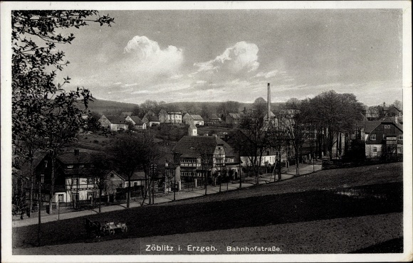 Ak Zöblitz Marienberg im Erzgebirge, Bahnhofstraße