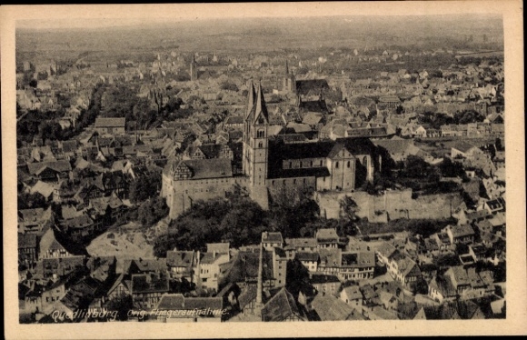 Quedlinburg in het Harzgebergte, luchtfoto