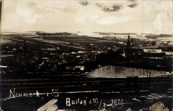 Photo Postcard Neumark in Saxony, Panorama, Bustag 19.3.1919