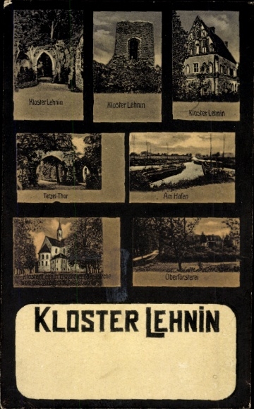 Postcard Kloster Lehnin in der Mark, Tetzel Tower, Forestry Office, Harbor