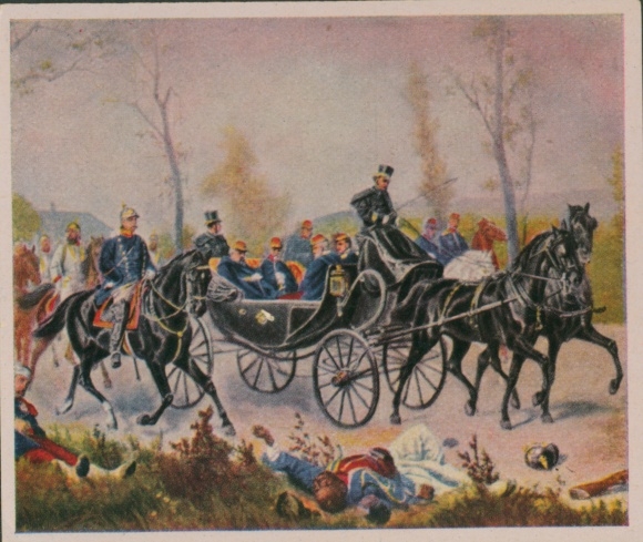 Collection of pictures of German history, Napoleon is led to the king by Bismarck, 1870