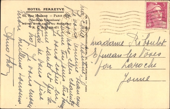 Ansichtkaart Parijs VI, Rue Madame, Hotel Perreyve